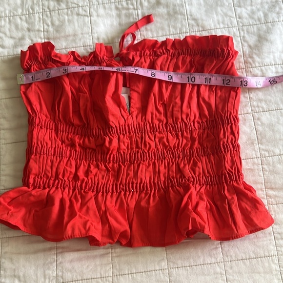 H& M Red Ruffled Strapless Top - Picture 2 of 7